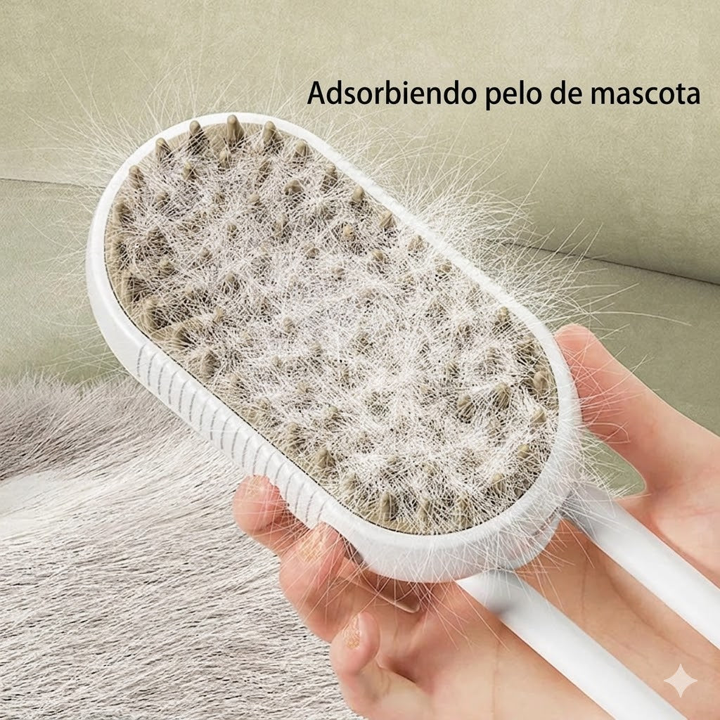 Cepillo de Aseo y Masaje para Perros y Gatos - Quita Pelo Muerto con Mango Giratorio Ergonómico