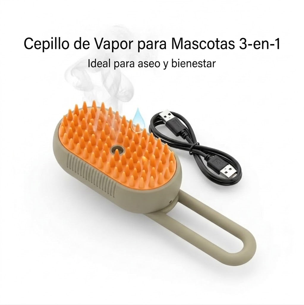 Cepillo de Aseo y Masaje para Perros y Gatos - Quita Pelo Muerto con Mango Giratorio Ergonómico